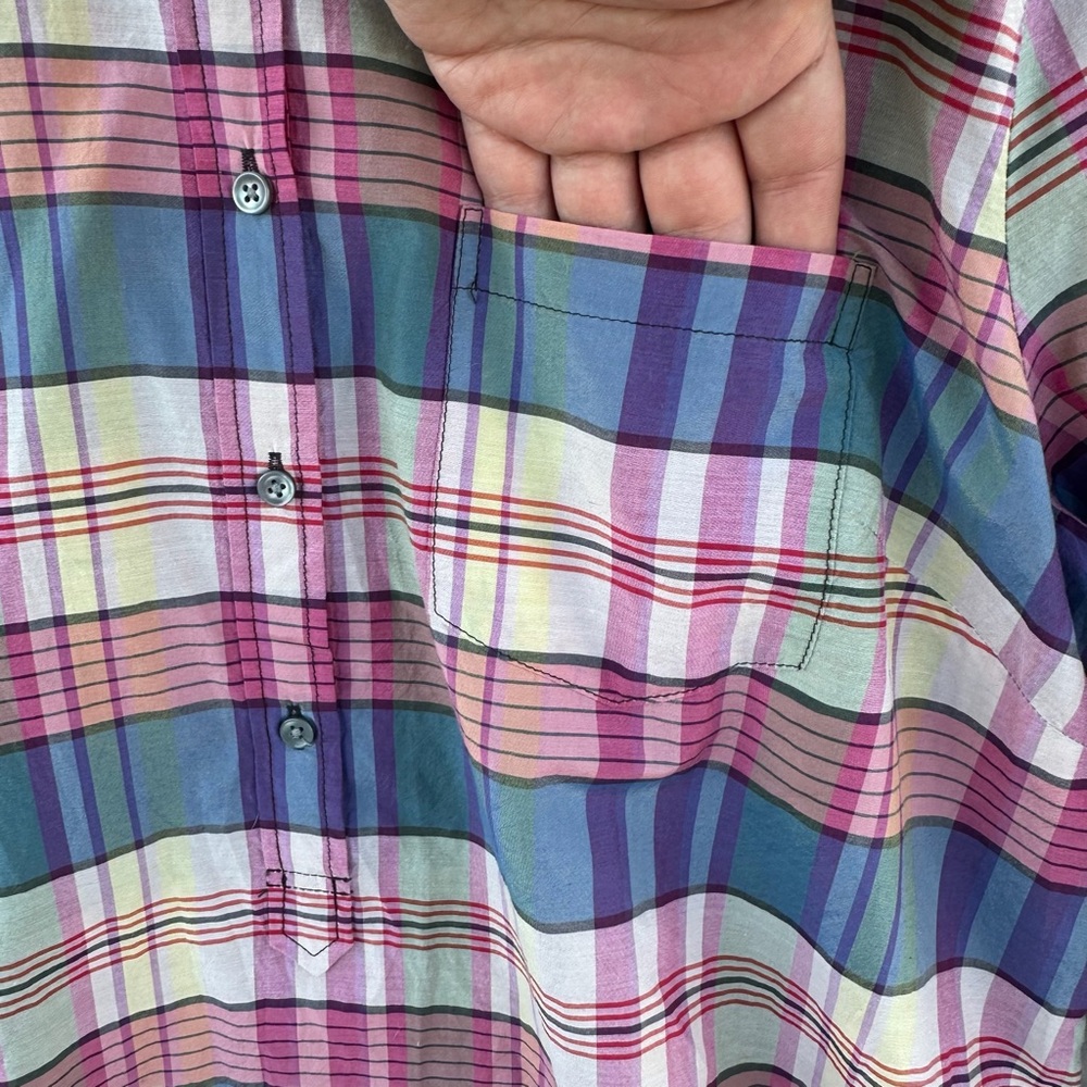 J.Crew Women’s Plaid button down Popover Shirt Long Sleeve Classic Fit Sz L - Picture 7 of 15